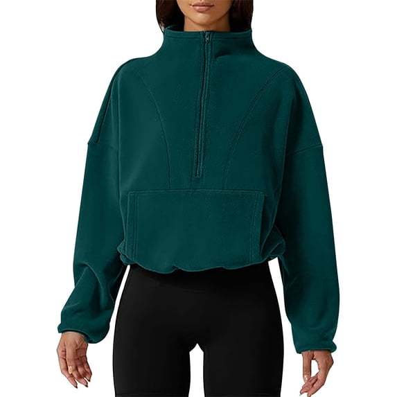NMMUED Womens Half Zip Sweatshirt Cropped Sweatshirt for Women Mock Neck Sweatshirts Oversized Mock Neck Sweatshirt Long Sleeve Sweatshirt for Women Baggy Sweatshirt Green XL