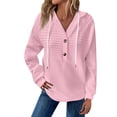 thumbnail image 1 of NMMUED Womens Hoodie Waffle Knit Tops for Women Cute Hoodies Loose Fit Hoodie Casual Outfits for Women Y2k Hoodie Hooded Top Pink L, 1 of 9