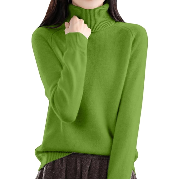 NMMUED Womens Mock Neck Long Sleeve Knit Sweaters Turtleneck Casual Lightweight Fall Pullover Sweater Basic Sweaters for Women Green M