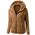thumbnail image 1 of NMMUED Womens Sherpa Jacket Fuzzy Zip Up Hoodie Fleece Jackets Fluffy Coat with Pockets Coffee L, 1 of 2