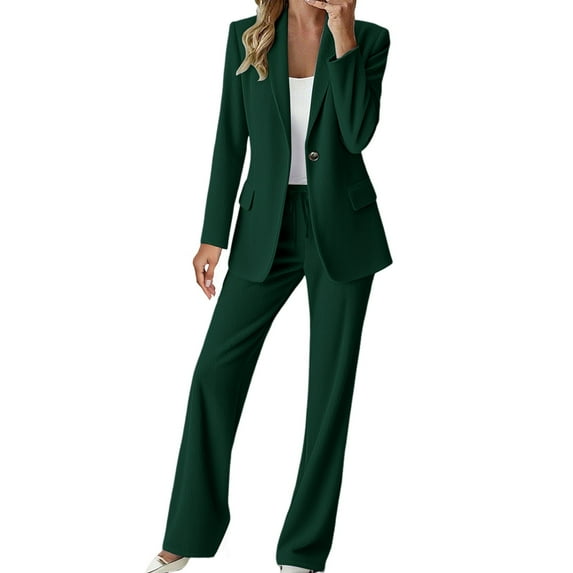 NMMUED Womens Suits Women Suits 2 Piece Set Business Casual Outfits for Women Blazer and Pants Set Women Fall Clothes for Women, Green S