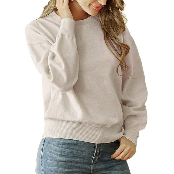 NMMUED Womens Sweaters, Pullover Sweaters for Women, Lightweight Sweaters for Women, Knit Sweater for Women, Knit Tops for Women, Beige L