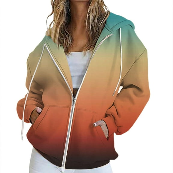NMMUED Womens Zip Up Hoodies, Workout Hoodie, Fall Clothes for Women, Cute Hoodies, Zip Up Hoodie Women, Orange 3XL