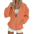 thumbnail image 1 of NMMUED Womens Zip Up Hoodies, Zip Up Jacket, Gym Hoodie, Athletic Jackets for Women Full Zip, Oversized Zip Up Hoodie for Women, Orange XXL, 1 of 7