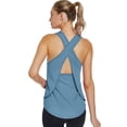 thumbnail image 1 of NMMUED Workout Tops for Women Open Back Tank Tops Athletic Yoga Shirts Layered Criss Cross Back Loose Fit Flowy Sleeveless Gym Clothes Fitness Running Activewear Dark Blue L, 1 of 6