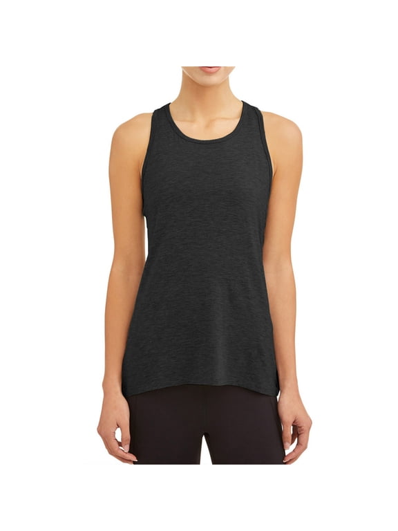 Workout Tops for Women Open Back Tank Tops Athletic Yoga Shirts Split Back Gym Clothes Loose Fit Flowy Sleeveless Activewear Fitness Exercise Running Tees Black L
