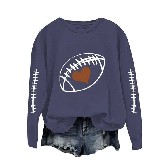 NMMUED Workout Tops for Women, Womens Oversized Tops, Fall Tops for Women, Long Sleeve Shirts for Women, Crewneck Sweatshirts Women, Navy 3XL