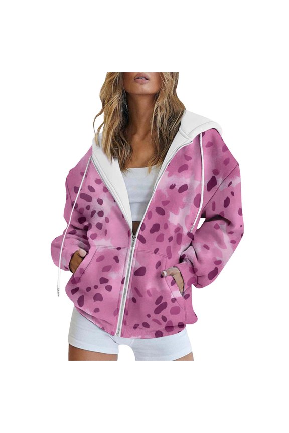 Zip Up Hoodie Women, Graphic Hoodies, Y2k Hoodie, Fall Spring Track Jackets with Pockets, Sweatshirt for Women, Pink S
