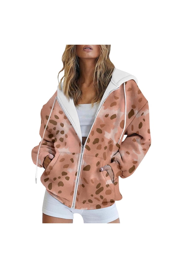 Zip Up Hoodie Women, Graphic Hoodies, Y2k Hoodie, Fall Spring Track Jackets with Pockets, Sweatshirt for Women, Rose Gold XXL