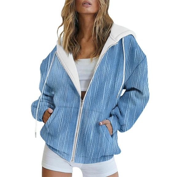 NMMUED Zip Up Hoodie Women, Graphic Hoodies, Y2k Hoodie, Zip Up Jackets for Women, Hooded Sweatshirts for Women, Sky Blue XXL