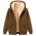 thumbnail image 1 of NMMUED Zip Up Hoodie Women Winter Fleece Sweatshirt Full Zip Up Thick Sherpa Lined Hooded Jacket Brown M, 1 of 3