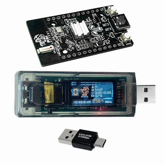 NMMiner Miner 265kH/S+NerdMiner V2 308KH/S USB Chain Miner BTC Solo Lottery Miner Amme y5402