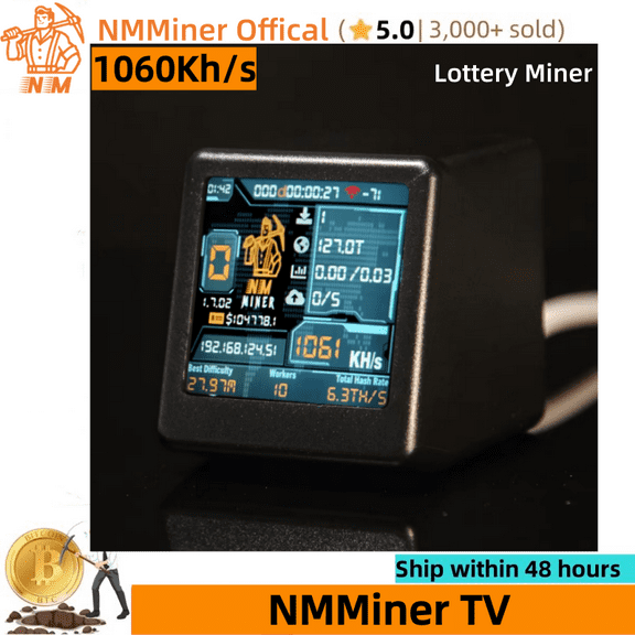 NMMiner NM-TV 1060Kh/s NerdMiner V2 BTC Miner BTC Solo Mining Open Source Bitcoin Lottery Miner ESP32 Mini Crypto Lotto Machine Silent Gift