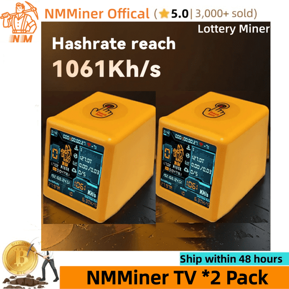 NMMiner NM-TV BTC Miner 1060Kh/s NerdMiner V2 BTC Solo Mining Open Source Bitcoin Lottery Miner Mini Crypto Lotto Machine Silent Gift (2 Pack)