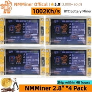 NMMiner Official NM-2.8" BTC Miner 1002Kh/s NerdMiner V2 BTC Solo Mining ESP32 Bitcoin Lottery Miner SHA-256 Mini Silent Crypto Lotto Machine Gift 4 Pack