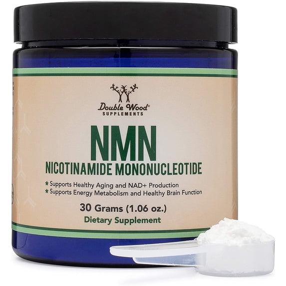 NMN Powder, 30 Grams of Stabilized Form One Scoop Equals 1-1.6 Grams Nicotinamide Mononucleotide, Third Party Tested, to Boost NAD+ Levels like Riboside for Anti Aging by Double Wood Supplements