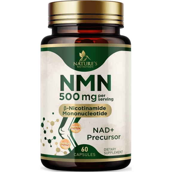 NMN Supplement - -Nicotinamide Mononucleotide (NMN) 500 mg Per Serving - Pure NMN Formula - NAD+ Precursor Supplement - Cellular Energy & NAD Support - Vegan Capsules - Bottled in USA - 60 Capsules