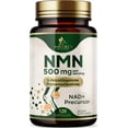 thumbnail image 1 of NMN Supplement - β-Nicotinamide Mononucleotide (NMN) 500 mg Per Serving - Pure NMN Formula - NAD+ Precursor Supplement - Cellular Energy & NAD Support - Vegan Capsules - Bottled in USA - 120 Capsules, 1 of 9