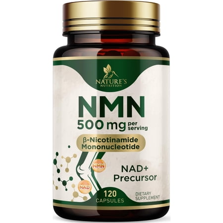 NMN Supplement - ß-Nicotinamide Mononucleotide (NMN) 500 mg Per Serving - Pure NMN Formula - NAD+ Precursor Supplement - Cellular Energy & NAD Support - Vegan Capsules - Bottled in USA - 120 Capsules