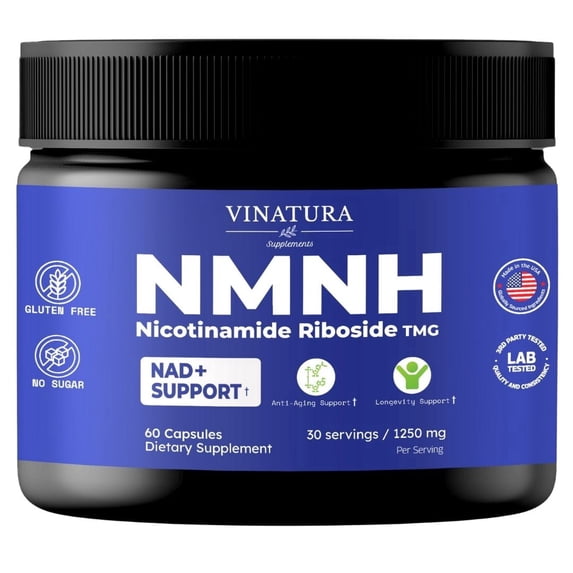 NMNH (NMN Supplement Alternative) Nicotinamide Riboside & TMG - NAD Supplement for Anti-Aging - 60 Capsules