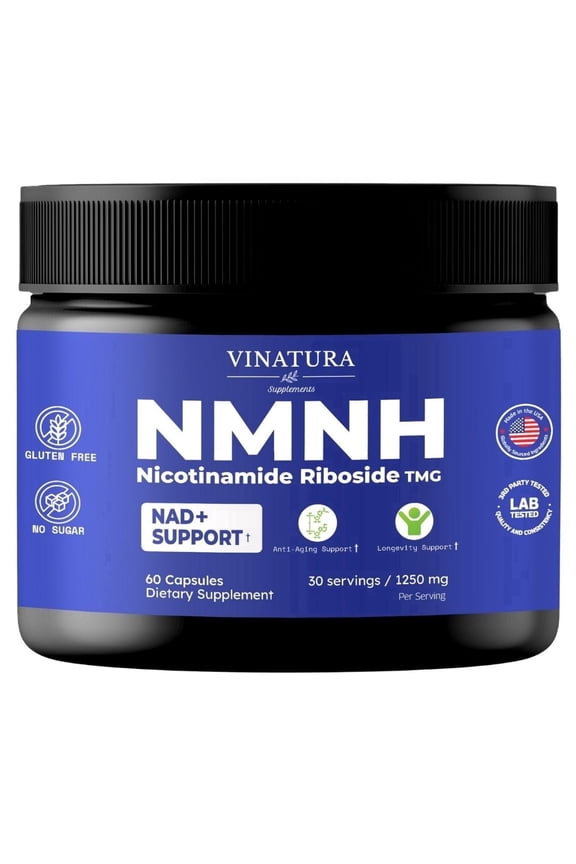 Vinatura NMNH (NMN Supplement Alternative) Nicotinamide Riboside & TMG - NAD Supplement for Anti-Aging - 60 Capsules