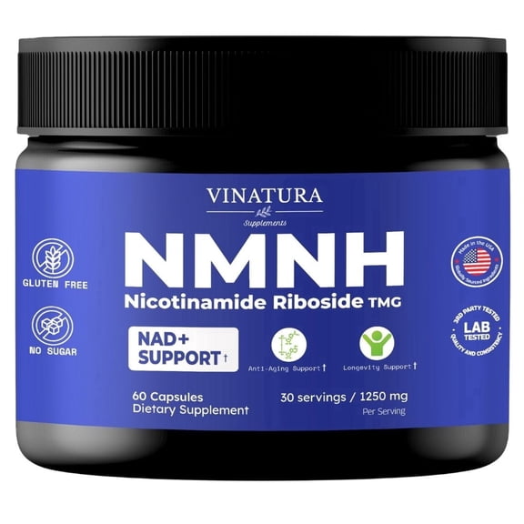 VINATURA NMNH (NMN Supplement Alternative) Nicotinamide Riboside & TMG - NAD Supplement for Anti-Aging - 60 Capsules