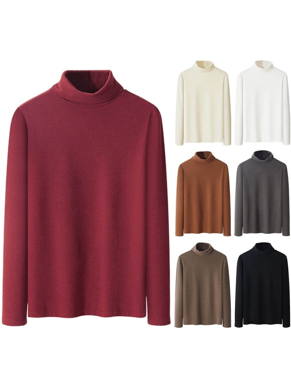 Mock Neck Sweaters for Men Big and Tall Turtleneck Knit Sweater Thermal Fleece Shirts Comfy Soft Long Sleeve Knitwear Solid Color Jumper Tops
