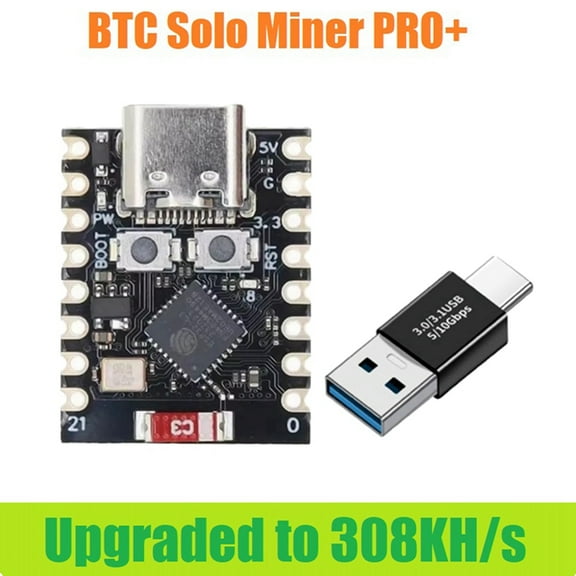NMminer BTC Solo Miner PRO+ 308KH/S Hashrate Miner Bitcoin Mini Miner Mining Miner+Adapter Kit for Home Office,1 x Miner 1 x Adapter,Random Color
