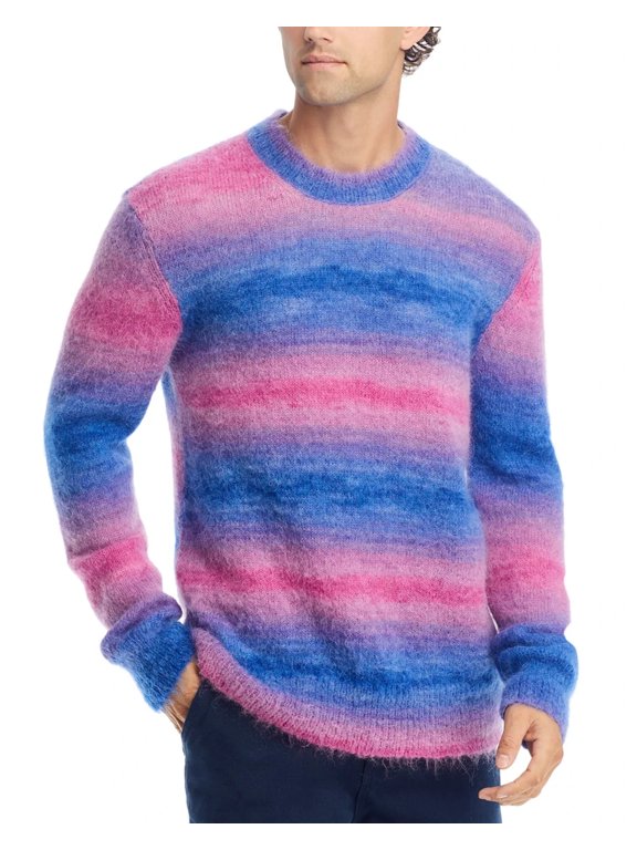 NN. 07 Brady 6641 Wool Crewneck Sweater Men's S Purple Stripe Pullover L/S