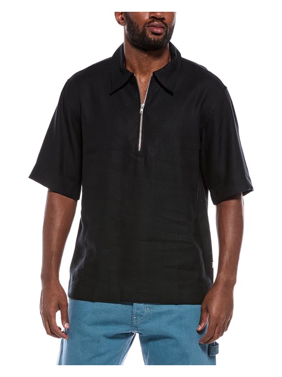 mens Bruno Linen-Blend Polo Sweater, m, Black