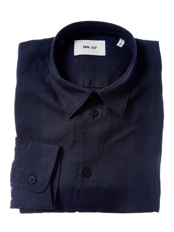 mens Elian Linen Dress Shirt, l, Blue