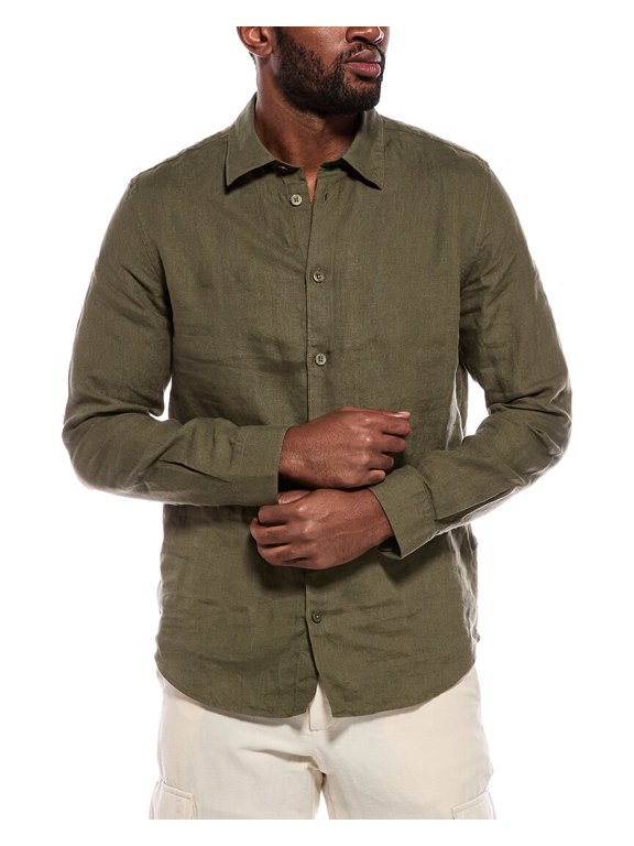 mens  Elian Linen Shirt, XXL, Green