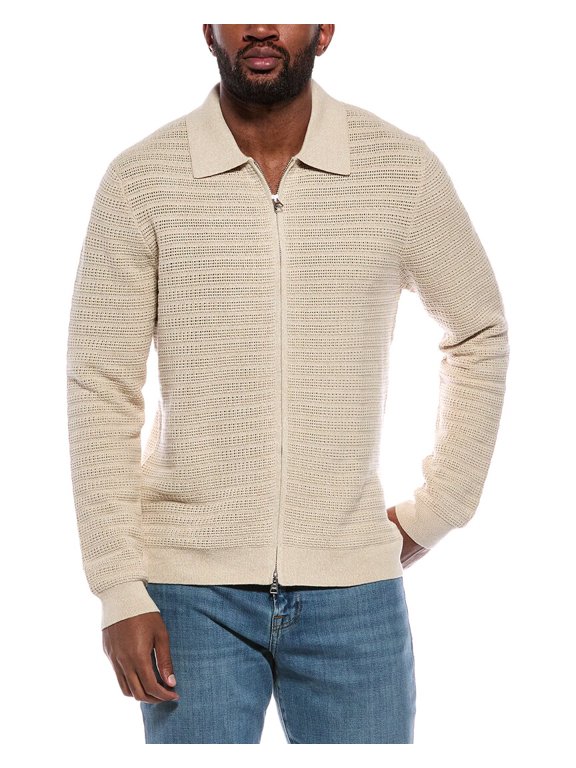mens Gustav Zip Sweater, l, creme