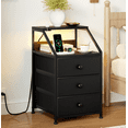 thumbnail image 1 of GUNAITO Led Nightstand with Charging Station Side Table with 3 Drawers End Table with Open Shelf Bedside Table with USB Ports and Outlets Nightstand for Bedroom,Black, 1 of 10