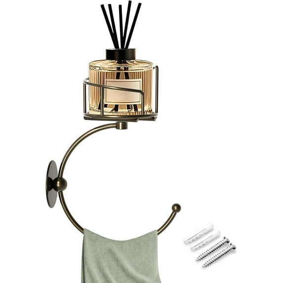 NN Hand Towel Holder for Bathroom with Vintage Wall Mounted Candle Holder,Rustproof Anti-Corrosion Alloy Unique Bronze Towel Hook,Sturdy Coat Hanger for Vintage Kitchen Bathroom Decor and Accessories