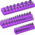 thumbnail image 1 of NN Magnetic Socket Organizer Holder Set – 3-Piece Tool Organizers Including 1/4", 3/8" and 1/2" Drive Socket Holder Metric 68 Pieces Socket Trays (Sockets are not Included) Purple, 1 of 14
