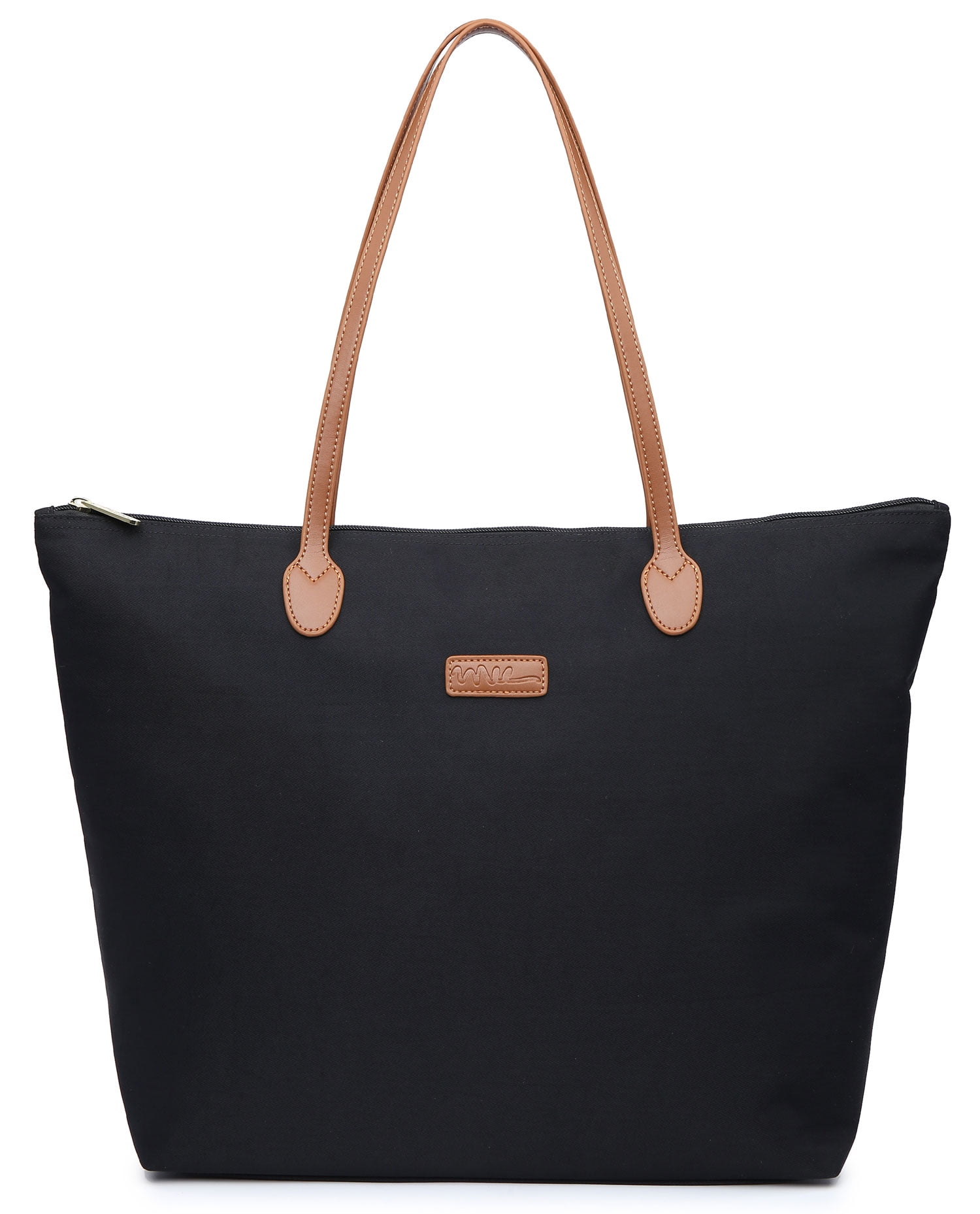 NNEE Water Resistant Light Weight Nylon Tote Bag Handbag - Large Black ...