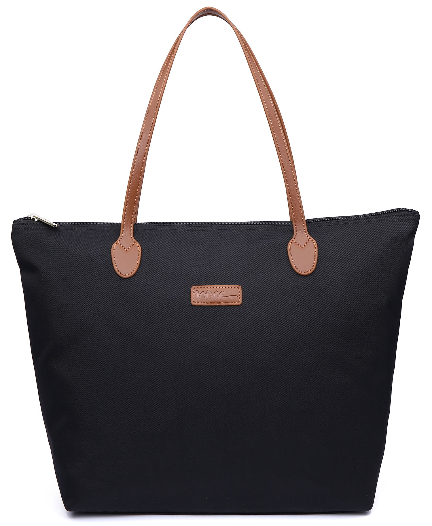NNEE Water Resistant Light Weight Nylon Tote Bag Handbag - Medium Black ...