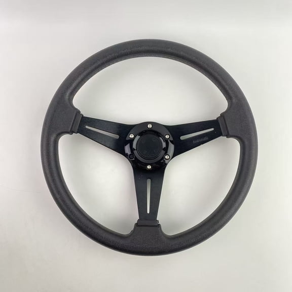 NNKIUOPE Steering wheels for automobiles,13.8 Auto Racing Steering Wheel Flat Drifting 6 Bolts Car Sport Steering Wheel Pu Leather and Aluminum Spokes with Horn Button
