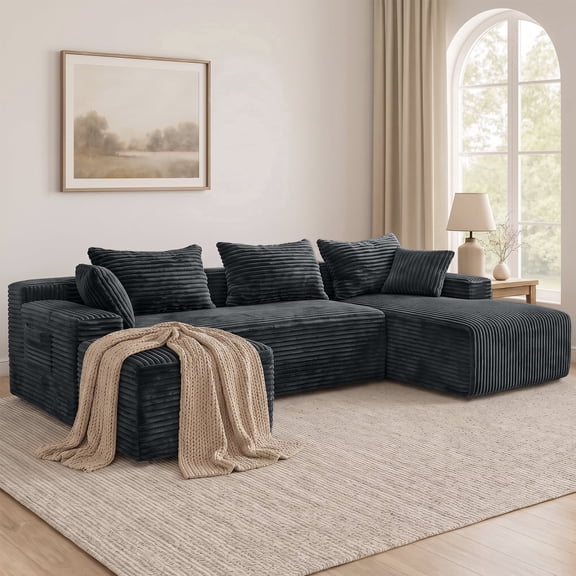 NNSNG 94" Modular Sectional Sofa,U-Shaped Boneless Could Couches with Storage for Living Room, Gray