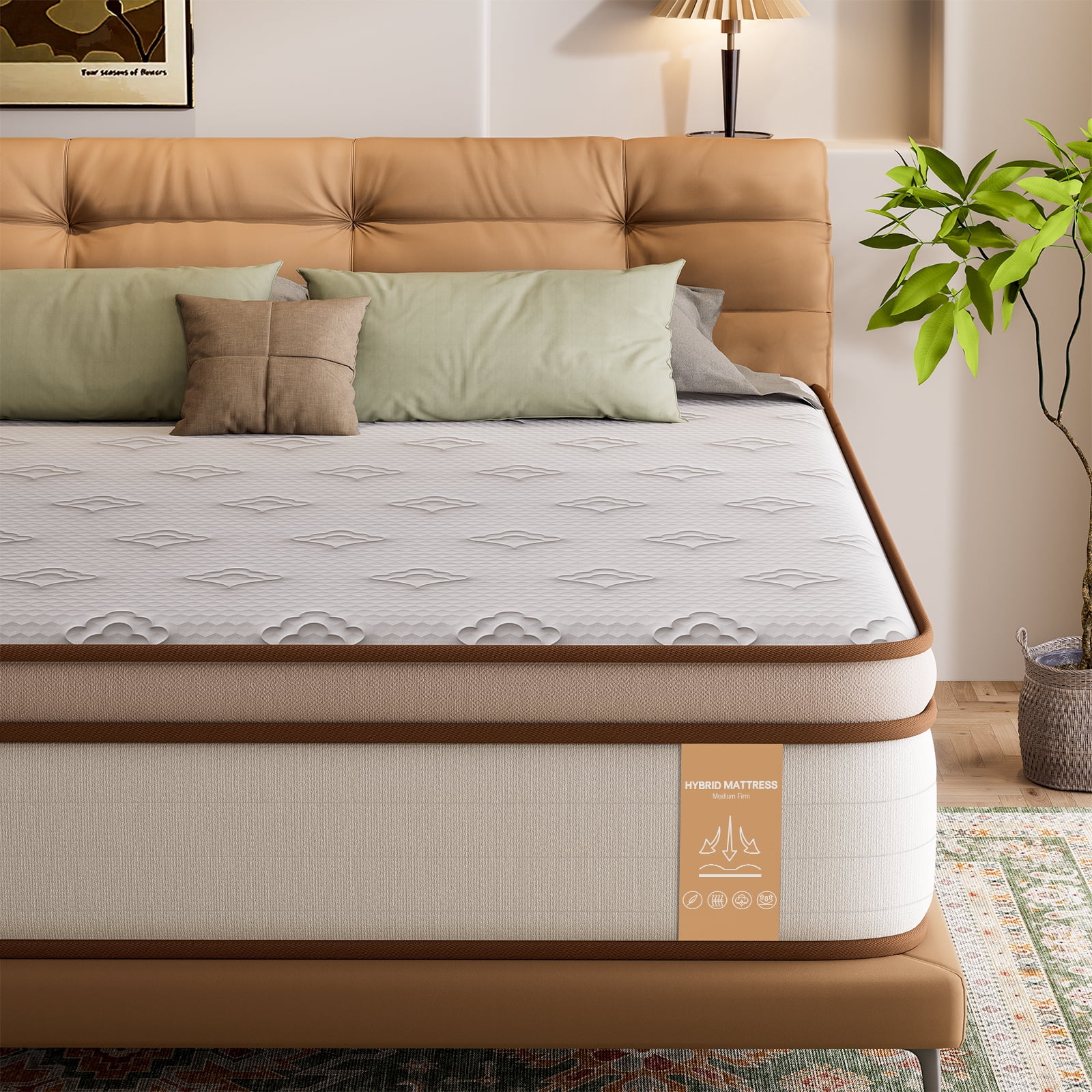 NNSNG Twin XL Mattress 12", Medium Firm Hybrid Mattress with Pressure-Relieving Foam, Fits Most Bed Frames, CertiPUR-US Certified, White