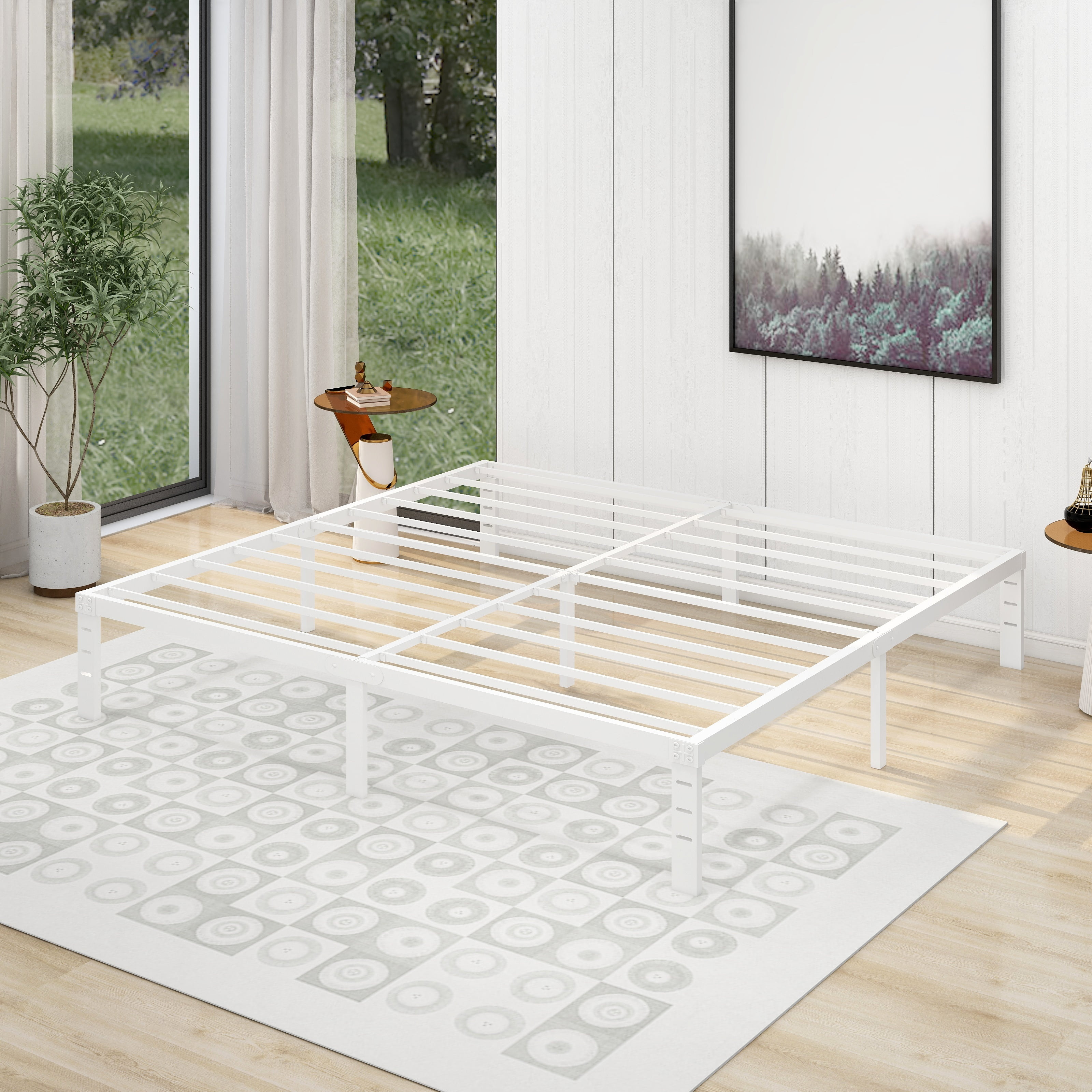 NNV 14" 3500 lbs Heavy Duty King Bed Frame, Duty Steel Slat Metal Bed