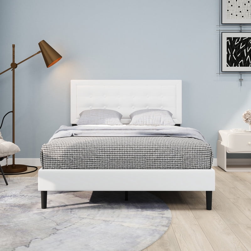 NNV Full Size Bed Frame Linen Upholstered Platform with Adjustable ...