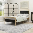 thumbnail image 1 of NNV Metal Platform Twin Size Bed Frame with Wooden Headboard, Sturdy for Adults, Gold, 1 of 6