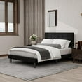 NNV Upholstered Full Size Bed Frame Platform with Adjustable Headboard