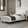 NNV Upholstered Twin Size Bed Frame Platform with Adjustable Headboard