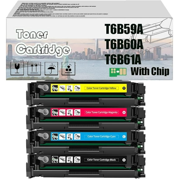 NNWR T6B59A T6B60A T6B61A Toner Cartridge, Compatible for HP M254nw M254dw M254dn Printer —— High Print Volume with Chip