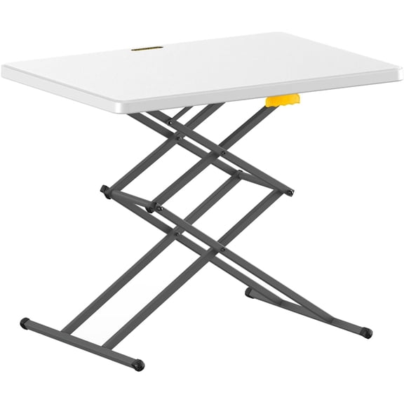 NNYYS 28 inch Small Folding Table, One-Hand Height Adjustment, 3 Heights, Lowering Lever, Instalift, Portable Side Table for Tv Tray, Dining, Kitchen, No Assembly, Granite White