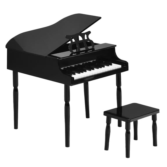 NNYYS Black Piano with Bench, MDF + Birch Wood + ABS Sturdy Construction, Safe Eco-Friendly Materials, No Electricity Required, Elegant Design for Home Living Room