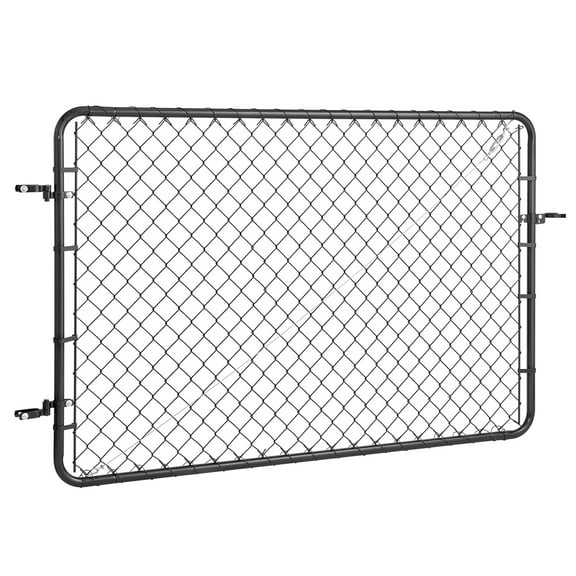 NNYYS Chain Link Fence Gate,Adjustable Chain Link Fence Panel Fit 2.2-6 x 6 ft,Garden Fence Gate Opening, Fencing Gate with Plastic Coating, Posts Not Included,for Farm Black